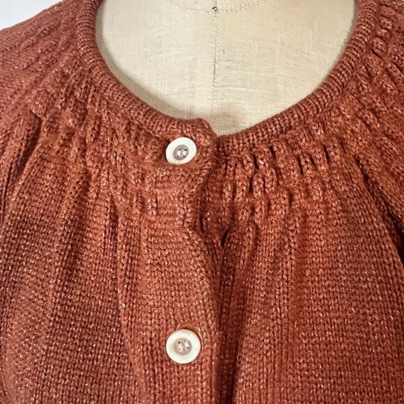 Vintage TUCKER Silk Blend Belted Cardigan in Rust Size Small - Picture 2 of 7